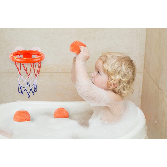 WUSI Basketball Hoop & Balls Toy Set for Kids & Toddlers | Bathtub Shooting Game | Included Basketball Hoop + 3 Balls