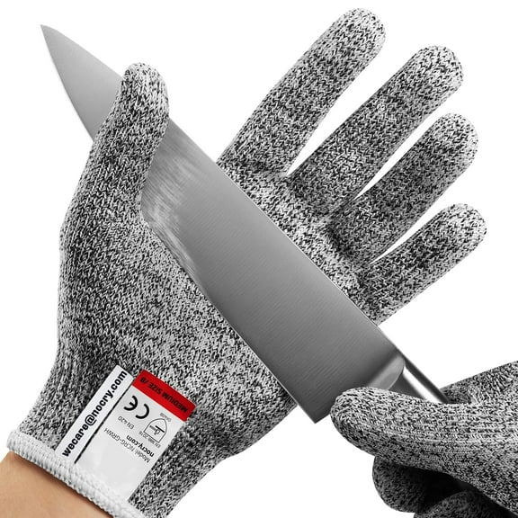 WUSI A5 Cut Resistant Work Gloves for Women and Men, Safety Kitchen Cut Gloves for Chef Oyster Shucking Mandolin Knife Butcher Meat Cutting, with Reinforced Fingers, M