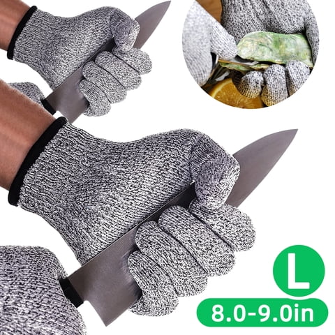 Emlimny Large Cut Resistant Gloves Food Grade Level 5 Protection, Safety Kitchen Cuts Gloves for Oyster Shucking, Fish Fillet Processing, Meat Cutting, 1 Pair