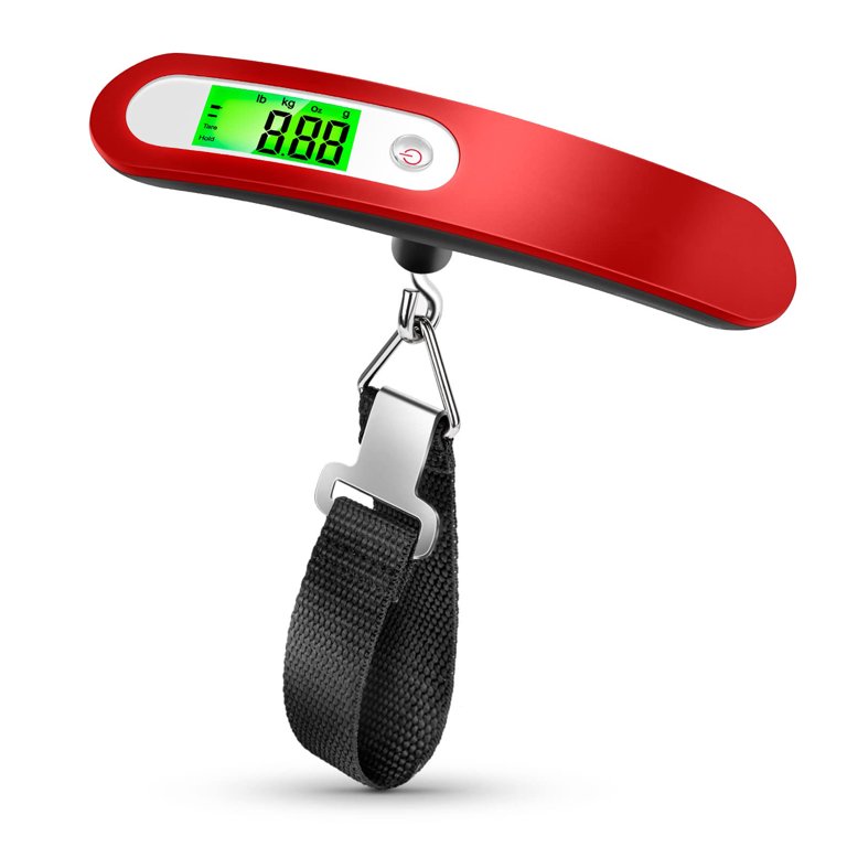 WUSI Digital Luggage Scale Gift for Traveler Suitcase Handheld Weight Scale  110lbs(Red) 