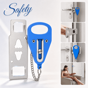 WUSI Portable Door Lock, Travel Lock, School Lockdown Lock, Portable Door Lock Extra Security Measure for Airbnb, Hotel, Home, Apartment and Prevents Unauthorized Entry (Blue)