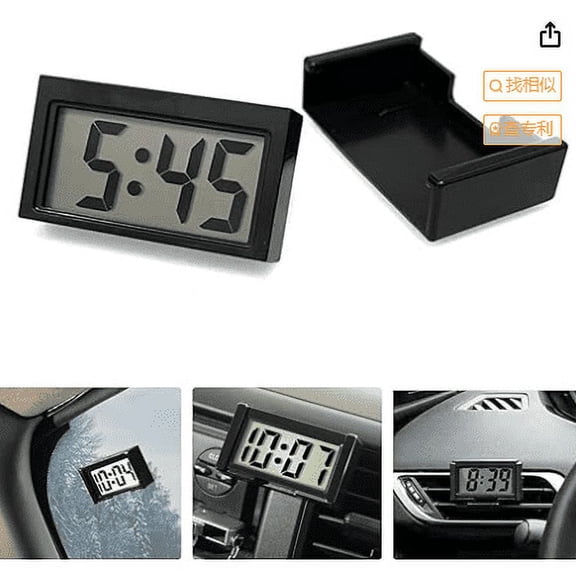 WUSUOWEI 1 Pieces Small Digital Clock with Timeand Day Display,Mini Automotive Small Digital Clock Battery Operated SelfAdhesive Bracket for CarDashboard AirVent Fridge Home Clock