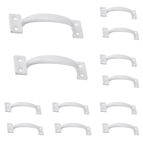 WUSUOWEI 12 Pack White Metal Gate Vintage Cabinet Handles Screen Door Handle Garage Door Pull Handle Durable Metal Fence Handle Gate Pull for Outdoor,Garage,5.4inch
