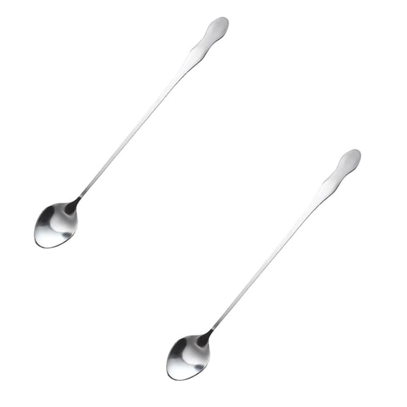 WUSUOWEI 2 Pcs Sliver StainlessSteel Tableware 10 Inch Long Handle IcedTea Spoon Sliver Iced Teaspoon for Stirring,Mixing,Ice Creams,Coffee,Desserts