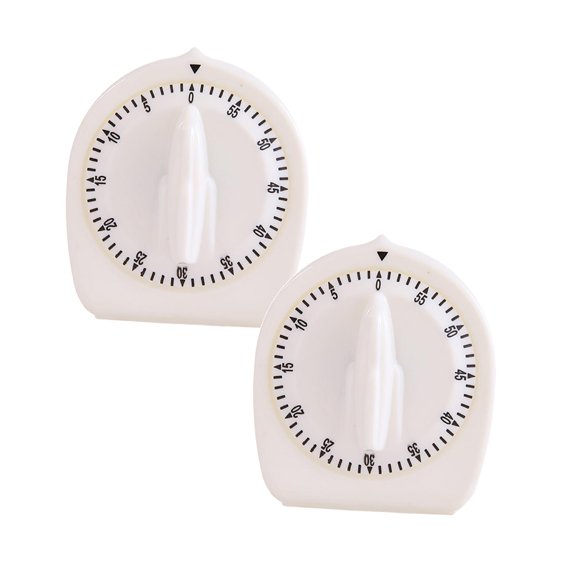 WUSUOWEI 2PCS Durable Kitchen Timers for Cooking,60 Minute Wind Up Timer with Loud Alarm,Visual Mechanical Timer for Classroom Study Home Cooking,White