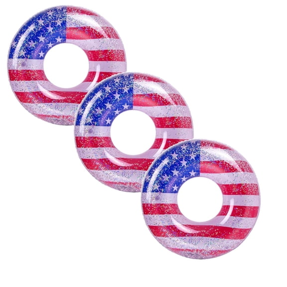 WUSUOWEI 3Pcs 36'' Summer Swim Pool Float Tube Rings with Glitter Inflatable Pool Ring for Adults Clear Transparent Float Swimming Tube for Party Pool Beach Adult Use
