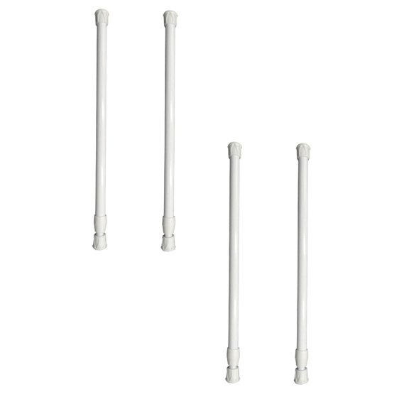 WUSUOWEI 4 Pack Extendable Curtain Poles 15.7-28 Inch Adjustable Tension Curtain Rod Small Telescopic Rods for Windows Cabinet Blinds Closet Bedroom Kitchen Bathroom Door No Drilling