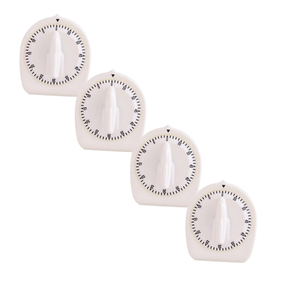 WUSUOWEI 4PCS Durable Kitchen Timers for Cooking,60 Minute Wind Up Timer with Loud Alarm,Visual Mechanical Timer for Classroom Study Home Cooking,White