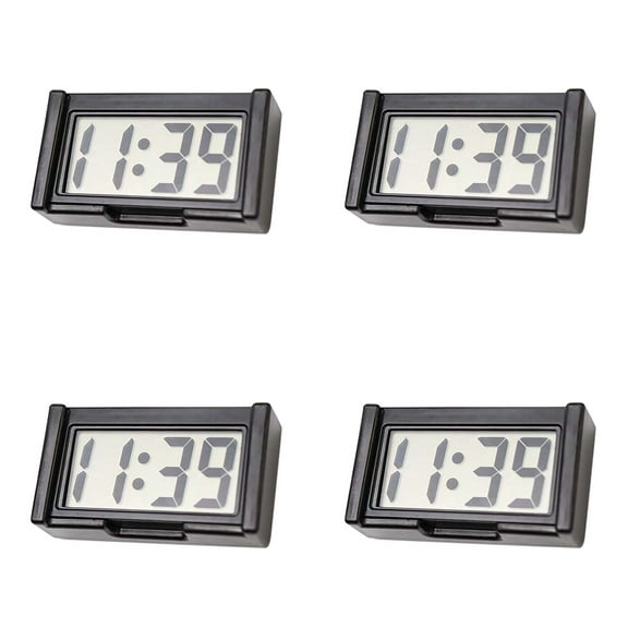 WUSUOWEI 4PCS Mini Digital Clock with LED Timeand Day Display,Small Digital Clock Stickon Battery Operated SelfAdhesive Bracket Mini Clocks for Nightstand Car TruckDashboard AirVent