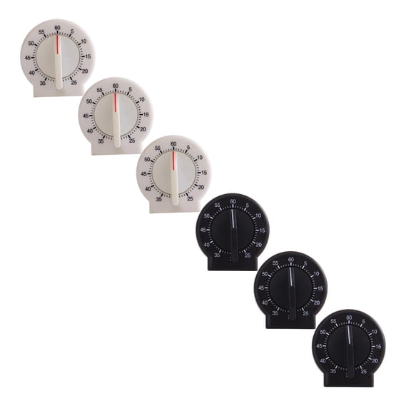 WUSUOWEI 6PCS 60 Minute Wind Up Round Mechanical Timer Visual Countdown Clock with Loud Alarm,Circular Mechanical Timer Portable Countdown Timer for Work Cooking Meeting and Sports