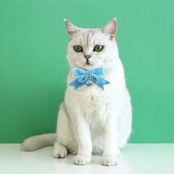 WUSUOWEI Cat Bow Tie Breakaway with Bells Pendant Adjustable Cute Cat Bowtie for Medium Dogs Cats Christmas Birthday Gifts Wedding Party Pet Ribbon Bow Necklaces