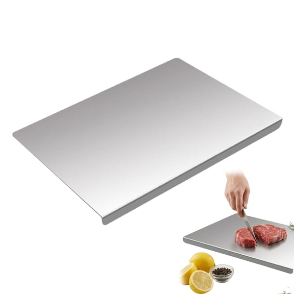 WUSUOWEI StainlessSteel Cutting Boards for Kitchen,L Shaped Folded Edge Kitchen Chopping Board NonSlip Metal Cutting Board for Meat FruitsVegetables Bread Baking