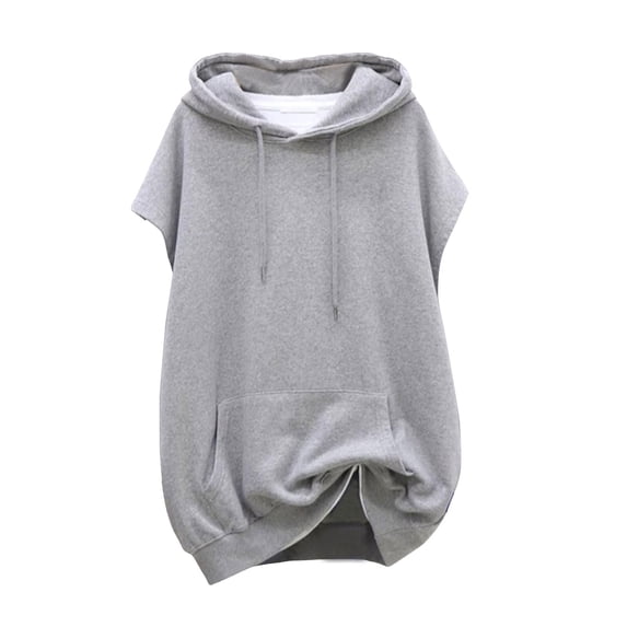WUSUOWEI Sweatshirt For Women Sleeveless Hooded Sweatshirt Zip Up Casual Womens Tunic Top with Splice Design L