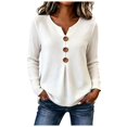 thumbnail image 1 of WUSUOWEI Women'S Sweatshirts V-Neck Knitted Blouse Long Sleeve Loose Front Design Womens Casual Daily Top XXL, 1 of 7