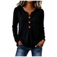 thumbnail image 1 of WUSUOWEI Women'S Sweatshirts V-Neck Knitted Blouse Long Sleeve Loose Front Design Womens Casual Daily Top XXL, 1 of 7