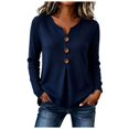 thumbnail image 1 of WUSUOWEI Women'S Sweatshirts V-Neck Knitted Blouse Long Sleeve Loose Front Design Womens Casual Daily Top XXXL, 1 of 7