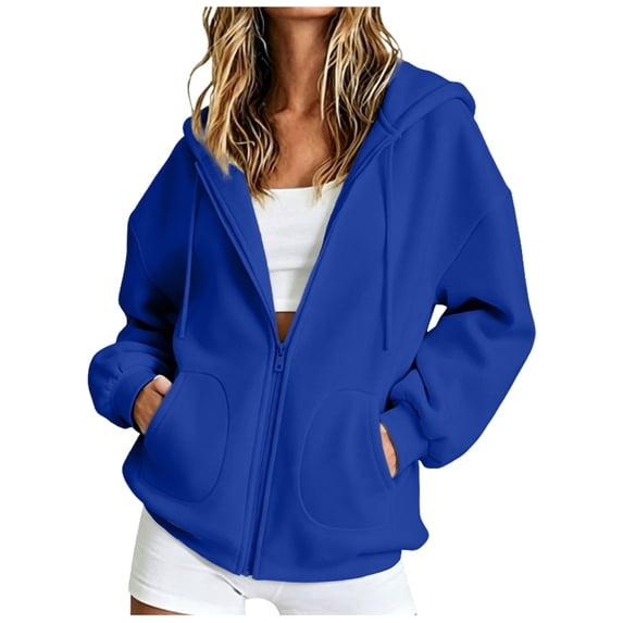WUSUOWEI Womens Zip Up Hoodies Long Sleeve Oversized Long Sleeve Sweatshirts Casual Lightweight Fall Winter Fashion Jacket Fleece Fall Outfits Fashion Clothes M