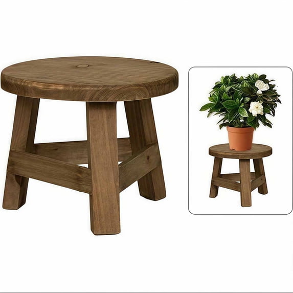 WUSUOWEI Wooden Mini Stool Display Stand, 5.9 Inch Decorative Round Wood Farmhouse Table Display Stand Potted Shelf Bonsai Rack for Home Balcony Garden