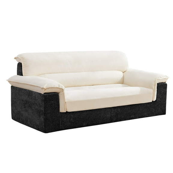 WUTUTUEE 80" Black Chenille Loveseat, Boneless Memory Foam Deep Seat 2-Seater for Living Room, Oversized Cloud, No Assembly