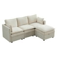 thumbnail image 1 of WUTUTUEE Cloud Modular 3-Seater Sofa with Storage Ottoman, Modern Upholstered Chenille L-Shape Sectional Sofa with Armrests for Living Room, Small Space, Beige, 1 of 8