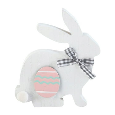 WUTYU Easter Standing Table Decor Bunny Rabbit Tabletop Decoration Wooden Easter Block Sign Table For Spring Holiday Home Ideal for Easter Table Centerpieces