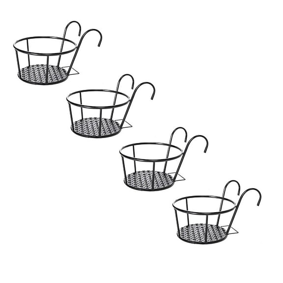 WUTYU Flower Pot Holder Hanger Potted Rack Over The Rail Fence Pots Stand For Balcony Porch Fence and The Flower Basket Looks