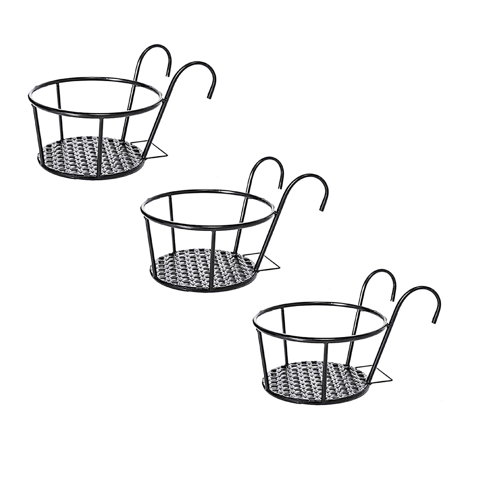 WUTYU Flower Pot Holder Hanger Potted Rack Over The Rail Fence Pots ...