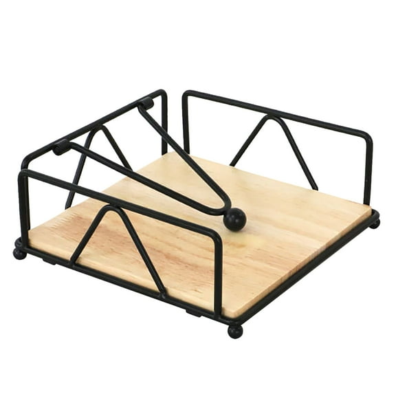 WUTYU Kitchen Decor Square Napkin Holder Casacomfy Modern Metal Napkin Holder With Wooden Base Plate For Kitchen Dining Room Tidy Decoration Storage Napkin