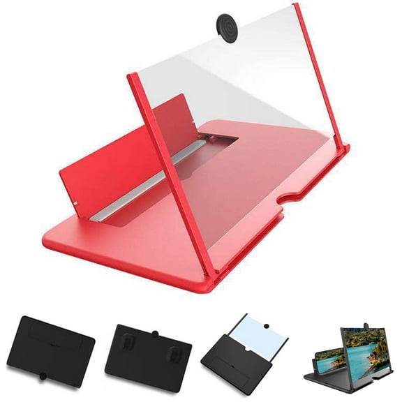 WUUJIPAI 12" Phone Screen Magnifier for Smartphone, 3D HD Foldable Cell Phone Magnifier Amplifier Stand for Videos Movies