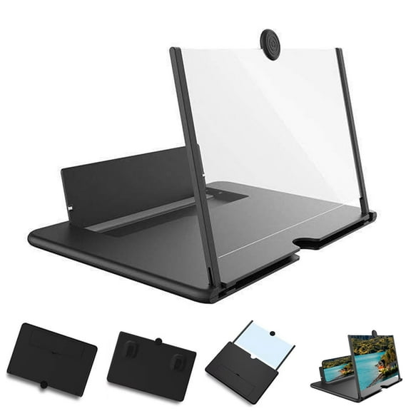 WUUJIPAI 12" Phone Screen Magnifier for Smartphone, 3D HD Foldable Cell Phone Magnifier Amplifier Stand for Videos Movies