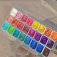 thumbnail image 1 of WUUJIPAI 24 Colors Metallic Watercolor Paint Set - Color Shifting Shimmer Glitter Half Pans with Water Brush Pen, 1 of 7