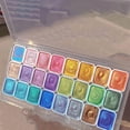 thumbnail image 1 of WUUJIPAI 24 Colors Metallic Watercolor Paint Set - Color Shifting Shimmer Glitter Half Pans with Water Brush Pen, 1 of 7