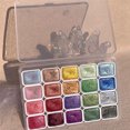 thumbnail image 1 of WUUJIPAI 24 Colors Metallic Watercolor Paint Set - Color Shifting Shimmer Glitter Half Pans with Water Brush Pen, 1 of 7