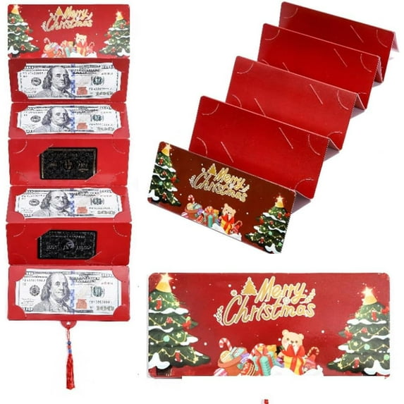 WUUJIPAI Christmas Money Envelopes for Cash Gifts, Christmas Money Holders with 10 Slots, Holiday Gift Card Money Holder for Men & Women