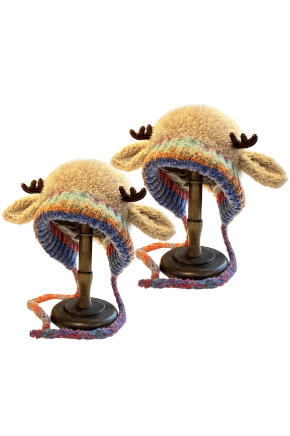 Creative Antler Hat & Bag 2-in-1 Festive Christmas Antler Hat, Warm Foldable Hat Handbag Gift for Winter