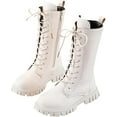 thumbnail image 1 of WUUJIPAI Girls White Combat Boots, Mid Calf Combat Boots with Non Slip Sole and Soft Lining for Daily Wear, 1 of 7