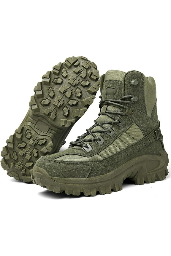 Men's Waterproof Work Boots with Side Zipper, Non Slip Orthopedic Hiking Shoes Combat Boots for Hiking & Outdoor