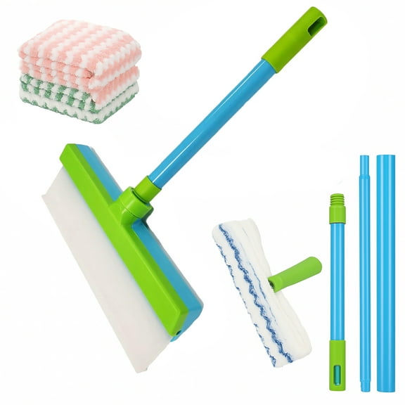WUUJIPAI Silicone Window Squeegee Kit – Recyclable Glass Cleaning Tools with Rotatable Squeegee & Microfiber Scrubber