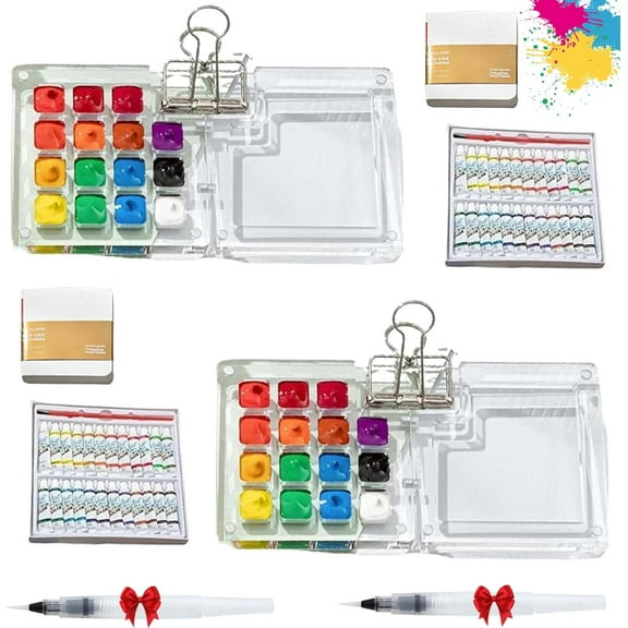 Tobios Mini Watercolor Set – Wooden Travel Palette with 24 Colors