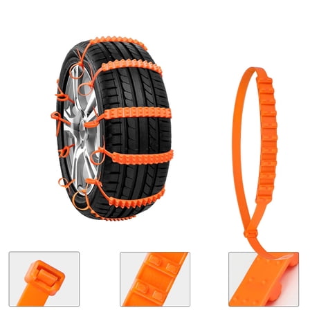 WUUJIPAI Universal Anti-Skid Snow Tire Chains for Cars SUVs Trucks, Tire Zip Ties for Snow and Ice, Winter Traction Snow Tire Straps, Fit 145–295mm Tires