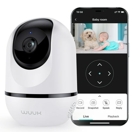 WUUK 4MP Indoor Pan/Tilt Security Camera, Baby Monitor with Camera and Audio, Wi-Fi Pet Camera with Phone APP, Motion Detection & Tracking, Night Vision, 2-Way Audio, Compatible with Alexa & Google