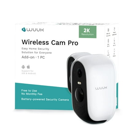 WUUK Add-on Outdoor Wireless Security Camera, WUUK Base Station Required, 2K WiFi Outdoor Camera for Home Security, Battery Powered Wireless Camera, Compatible with Google & Alexa