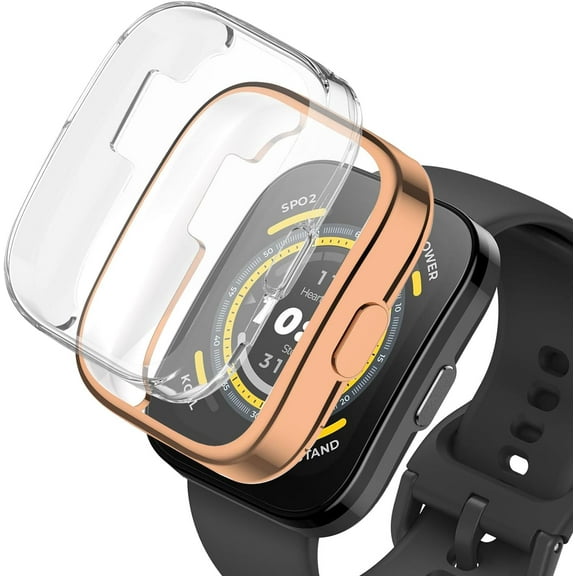 WUWOCJ 2-Pack Soft TPU Case Compatible with Amazfit Bip 5 Smart Watch,All-Around Protective Case Cover Bumper Frame (Rose Gold/Clear)