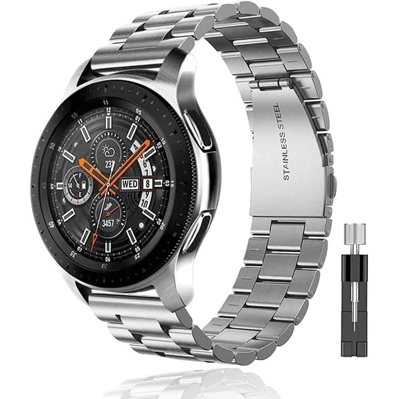 WUWOCJ 22MM Stainless Steel Quick Release Watch Band Compatible with Samsung Galaxy Watch 46mm/Samsung Gear S3 Frontier/Samsung Gear S3 Classic/Huawei Watch 2 Classic/Pro (Silver)
