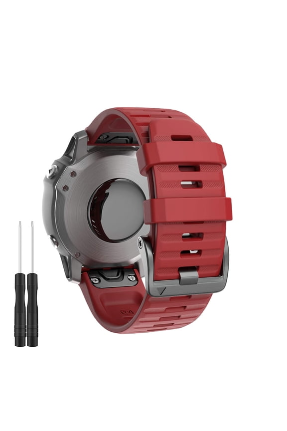 Replacement Straps Compatible with Garmin Fenix 7/Fenix 6/Fenix 6 Pro/Fenix 5/Fenix 5 Plus, 22mm Soft Silicone Sport Bands (Red)