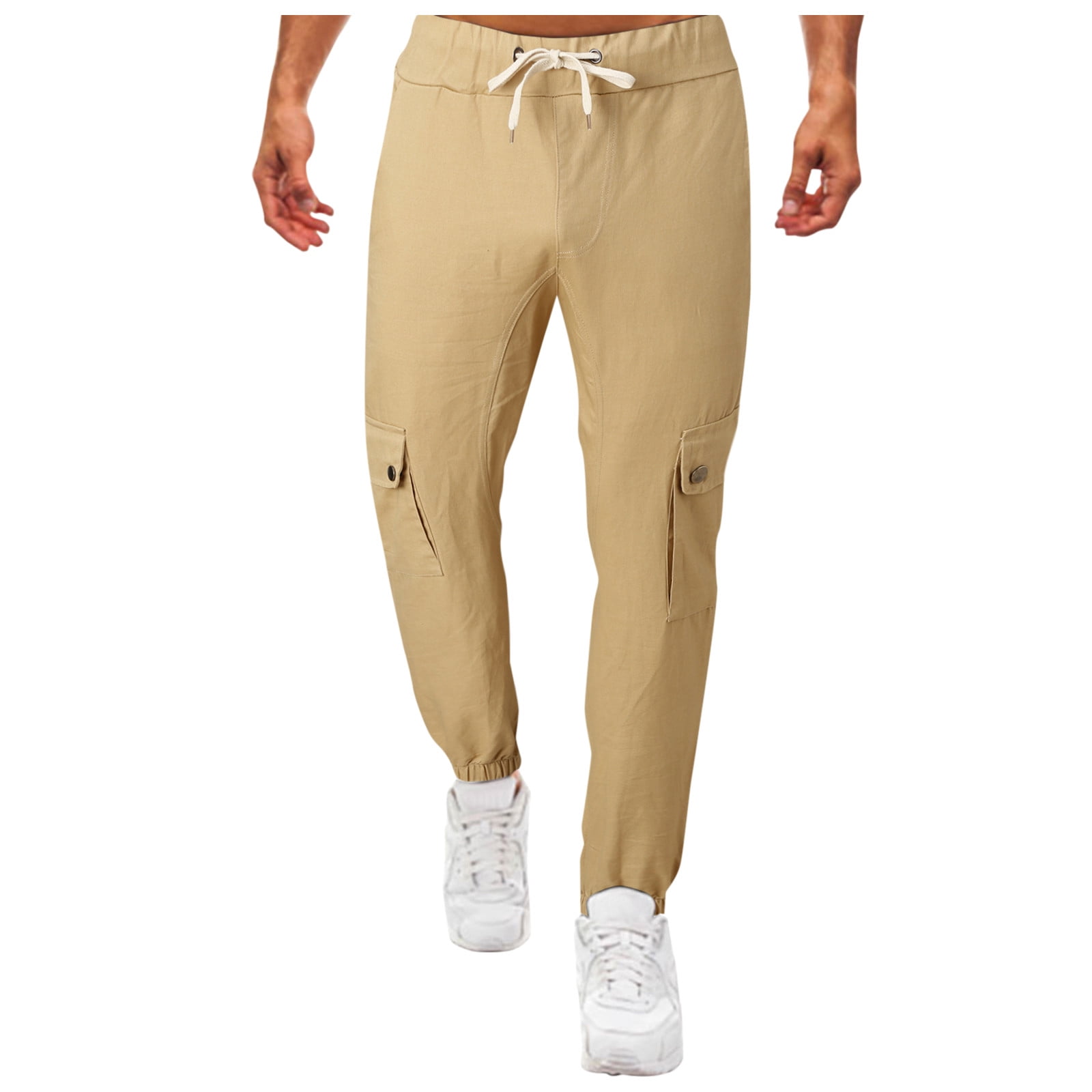 WUWUQF Cargo Pants Pants Men's Autumn Solid Color Cropped Trousers