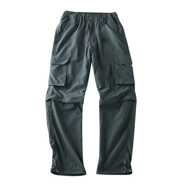 WUWUQF Cargo Pants with Pockets One Pair of Pants! Men's Outdoor Thin Loose Work Casual Elastic Waist Multi Pocket Straight Leg Grey