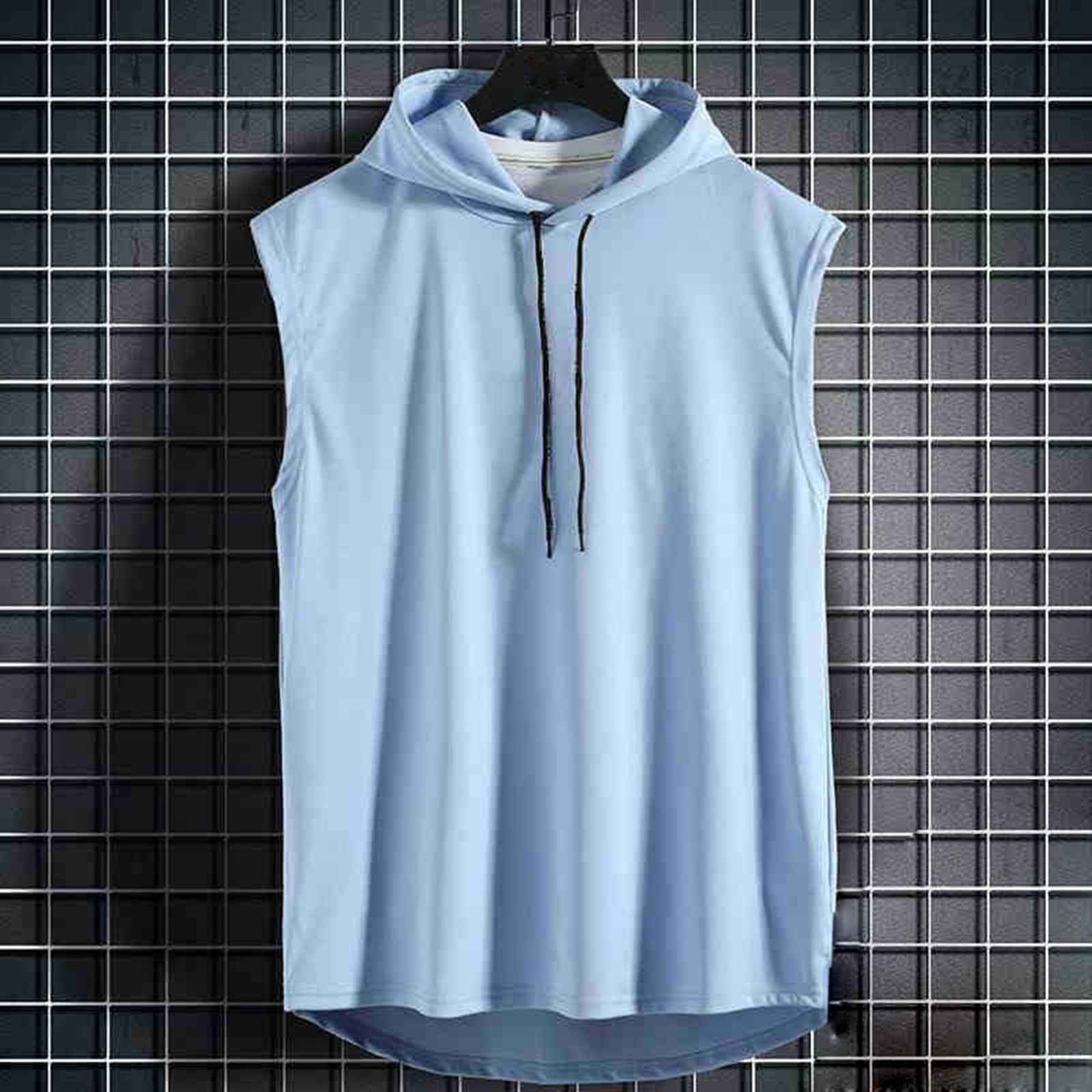 WUWUQF Hoodies Mens Sleeveless Vest Top Casual T-Shirt Solid Color ...