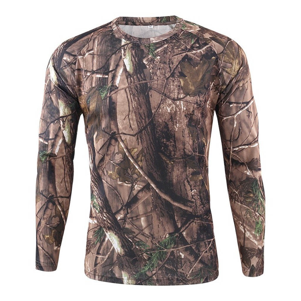 トップス VALLAD CAMO THERMAL L/S TEE Men's Long Sleeve Round Neck Camo T-Shirt Camouflage Long