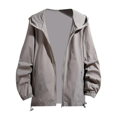 WUWUQF Men's Windbreaker Jacket, Lightweight Water-Resistant, Zipper Leisure Loose Solid Color